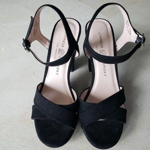 Chinese Laundry Black Suede Block Heel